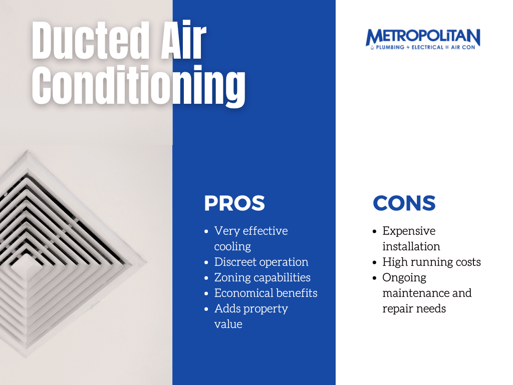 What are the pros and cons of ducted air conditioning?
