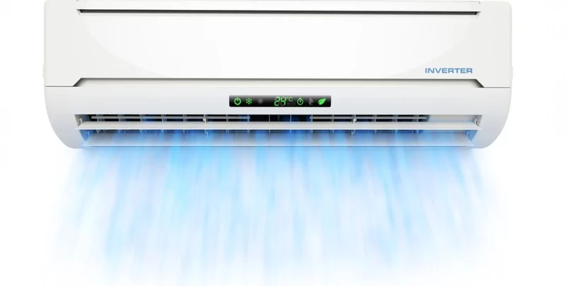 air conditioner with cold blue airflow