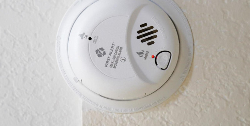 Carbon monoxide detector on ceiling