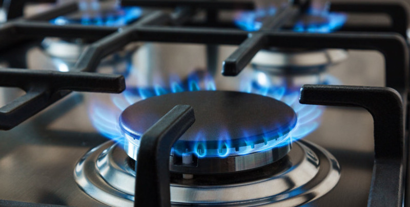 Gas cooktop on stove