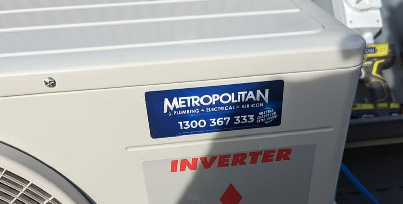 Inverter system air conditioner installed by air conditioning installation company Metropolitan Air Conditioning